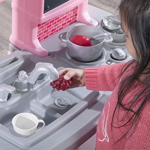 스텝2 Step2 784200 Great Gourmet Kitchen | Durable Kids Kitchen Playset with Lights & Sounds | Pink Plastic Play Kitchen, 16.75 x 39 x 46 inches