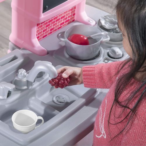 스텝2 Step2 784200 Great Gourmet Kitchen | Durable Kids Kitchen Playset with Lights & Sounds | Pink Plastic Play Kitchen, 16.75 x 39 x 46 inches