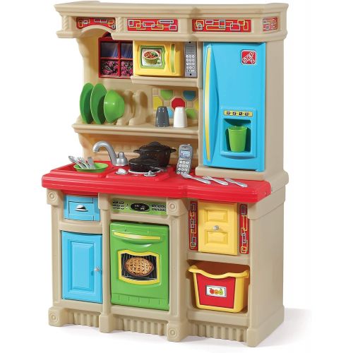 스텝2 Step2 Lifestyle Custom Kitchen Playset for Kids - Durable Cooking Pretend Toys with 20 Piece Accessory Set