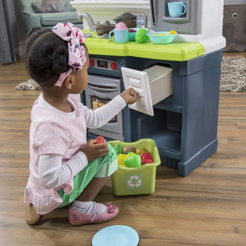 스텝2 Step2 Lifestyle Custom Kitchen Playset for Kids - Durable Cooking Pretend Toys with 20 Piece Accessory Set