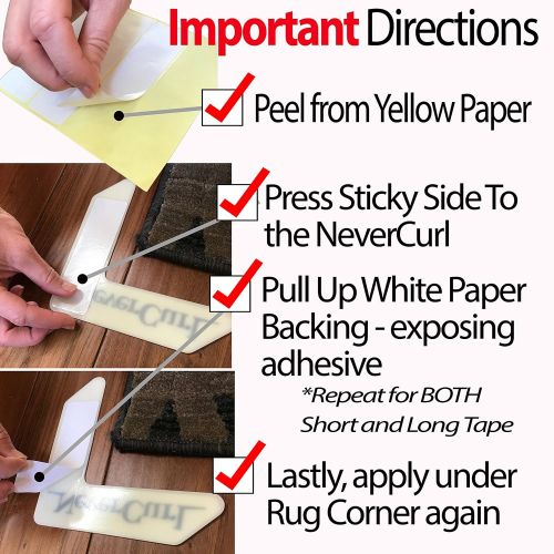  StepNGrip Replacement Adhesive for Rug Gripper with NeverCurl - Includes Tape for 24 Times of Reapply NeverCurl - Replacement Adhesive to Reapply NeverCurl to Your Rug - Repair - (24 Pieces)