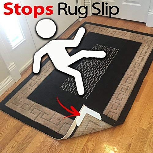  StepNGrip Grips the Rug with NeverCurl Includes 4V Shape Corners - Patent Pending. Instantly Flattens Rug Corners AND Stops Rug Slipping. Gripper uses Renewable Sticky Gel. By NeverCurl (4 C