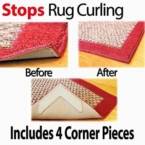  StepNGrip Grips the Rug with NeverCurl Includes 4V Shape Corners - Patent Pending. Instantly Flattens Rug Corners AND Stops Rug Slipping. Gripper uses Renewable Sticky Gel. By NeverCurl (4 C