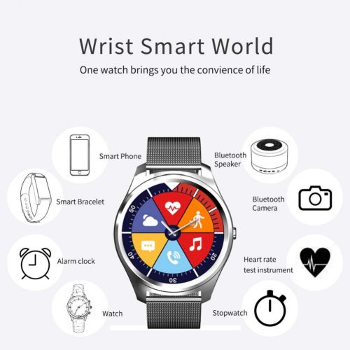  Stepfly STEPFLY Smartwatches for Men Women Colorful Big Size Display,Heart Rate Monitor Voice Control Bluetooth Camera Music Smart Bracelet with Silver Metal Strap Strap (Silver)