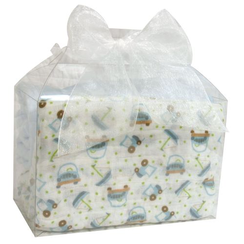  Stephan Baby Cotton Muslin Swaddle Blankets Gift Set, Solid Blue and Cars, 2 Piece