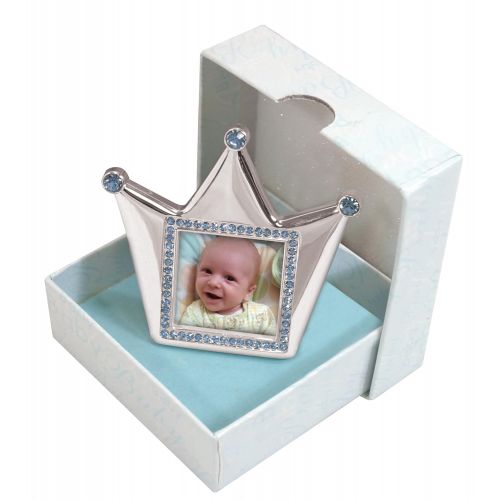  Stephan Baby Royalty Collection Keepsake Silver Plated Frame, Little Prince Crown