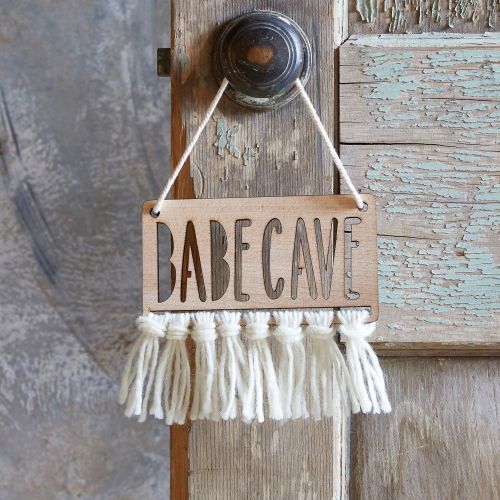  Stephan Baby Hanging Beechwood Nursery Sign Available in 4 Designs, Babe CAVE