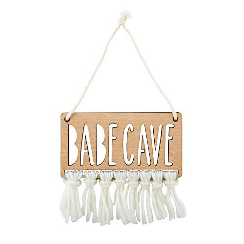  Stephan Baby Hanging Beechwood Nursery Sign Available in 4 Designs, Babe CAVE