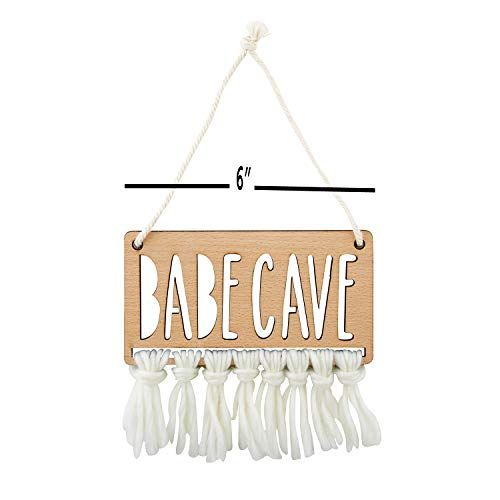  Stephan Baby Hanging Beechwood Nursery Sign Available in 4 Designs, Babe CAVE