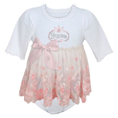  Stephan Baby Angels in Lace Pink Princess All-in-One Lace Trimmed Diaper Cover with Embroidered and Crystal Embellishments, 3-12 Months