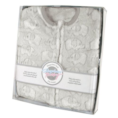  Stephan Baby Snuggle Fleece Sleepy-Time Sack Available in 3 Designs, Gray Elephants, Fits 0-6 Months