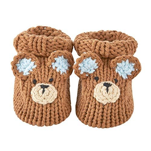  Stephan Baby Knit Animal Face Foot Finder Bootie Socks, Brown Bear