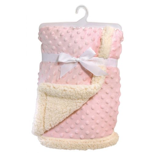  Stephan Baby Snuggle Fleece Crib Blanket, Reversible Plush and Sherpa, Pink