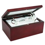 Stephan Baby Satin-Lined Rosewood Keepsake Box with 4 Silver Plated Keepsake Rattle