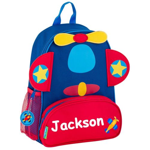  Stephen Joseph Personalized Red and Blue Airplane Sidekick Backpack with Name