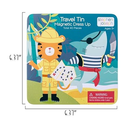  Stephen Joseph, Travel Tin Magnetic Dress Up,Bunny and Cat Small, 40 unique pieces