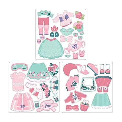  Stephen Joseph, Travel Tin Magnetic Dress Up,Bunny and Cat Small, 40 unique pieces