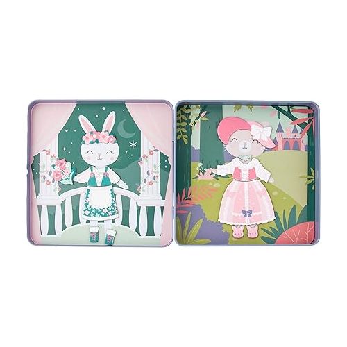  Stephen Joseph, Travel Tin Magnetic Dress Up,Bunny and Cat Small, 40 unique pieces