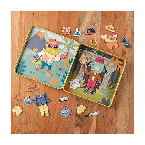  Stephen Joseph, Travel Tin Magnetic Dress Up,Bunny and Cat Small, 40 unique pieces