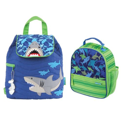  Stephen Joseph Quilted Shark Backpack and Shark Print Lunch Box