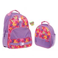Stephen Joseph Girls Butterfly Print Backpack and Lunch Box with Zipper Pull Charm