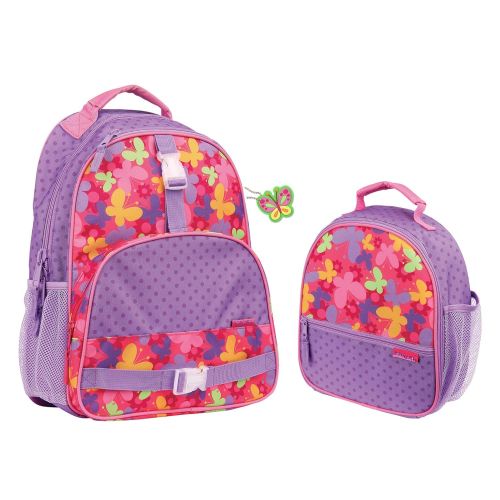  Stephen Joseph Girls Butterfly Print Backpack and Lunch Box with Zipper Pull Charm