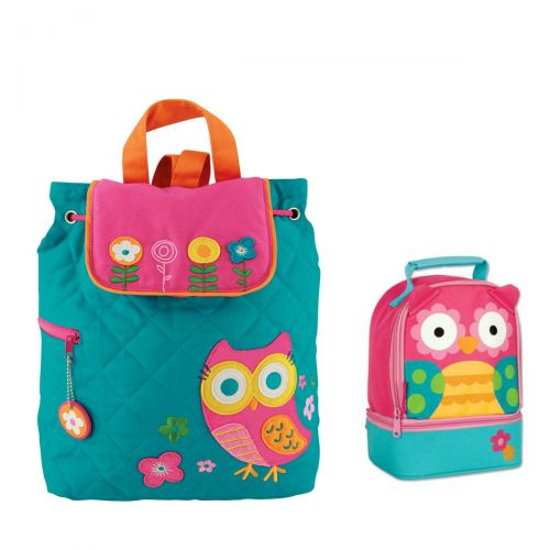  Stephen Joseph Quilted Owl Backpack and Owl Lunch Pal Combo - Cute Girls Backpacks