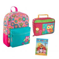 Stephen Joseph Quilted Owl Backpack Book Bag and Lunch Box with Activity Pad