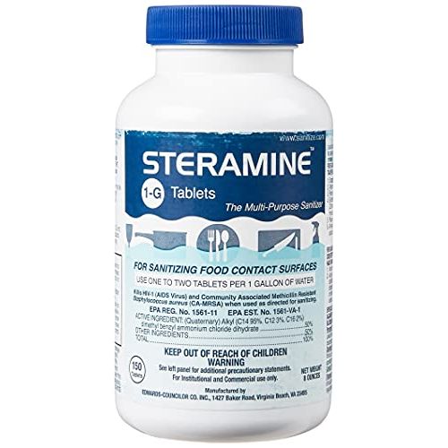  Steramine Quaternary Sanitizing Tablets, Case of 6