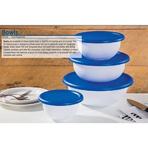  Sterilite 8 Piece Covered Set Bowl, Multisize, White & Blue: Kitchen & Dining