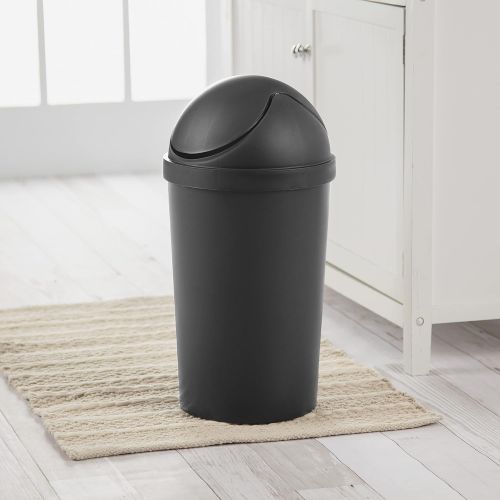  Sterilite 10839006 3 Gallon/11.4 Liter Round SwingTop Wastebasket, Black, 6-Pack