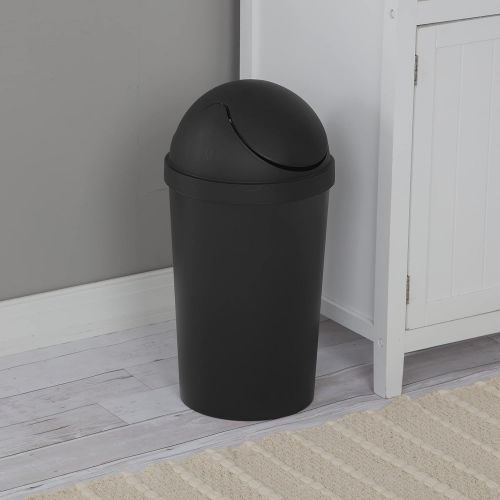  Sterilite 10839006 3 Gallon/11.4 Liter Round SwingTop Wastebasket, Black, 6-Pack