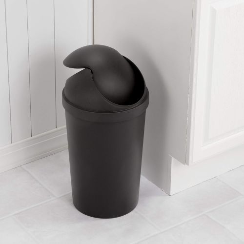  Sterilite 10839006 3 Gallon/11.4 Liter Round SwingTop Wastebasket, Black, 6-Pack