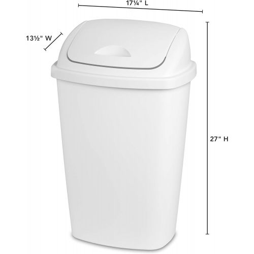  STERILITE Sterilite 10888004 13.2 Gallon50 Liter SwingTop Wastebasket, White, 4-Pack