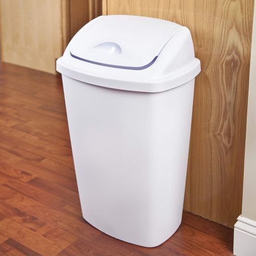  STERILITE Sterilite 10888004 13.2 Gallon50 Liter SwingTop Wastebasket, White, 4-Pack