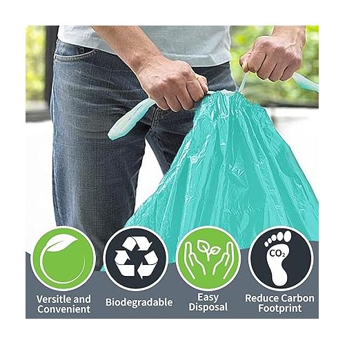  Eco-Friendly Trash Bags Code R/L - 50PK 2.6-4 Gallon (10-15L) Biodegradable Garbage Bags - Compatible with SimpleHuman - Sustainable, Compostable, Heavy-Duty - Green Living Solution