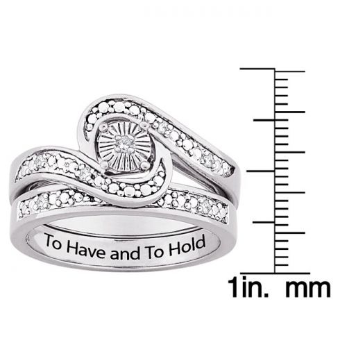  Sterling Silver Diamond Accent To Have and To Hold 2-piece Ring Set