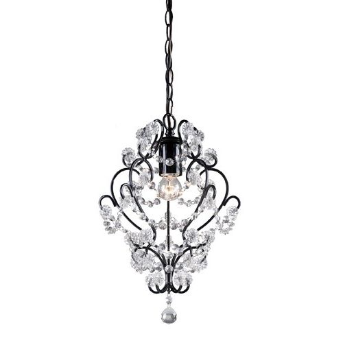  Sterling 122-005 Black Frame and Clear Crystal Hanging Pendant Light