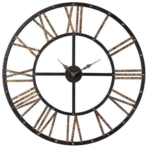  Sterling 129-1024 Restoration Metal Framed Roman Numeral Open Back Wall Clock, 28 by 28-Inch, Mombaca BlackGold