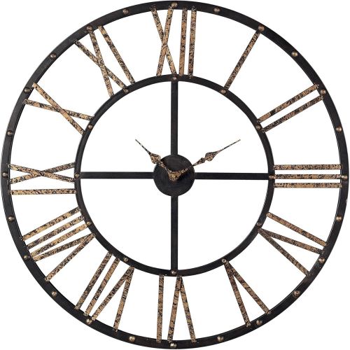  Sterling 129-1024 Restoration Metal Framed Roman Numeral Open Back Wall Clock, 28 by 28-Inch, Mombaca BlackGold