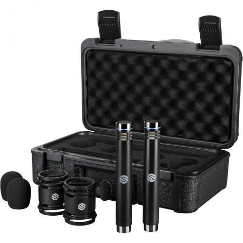  Sterling Audio SL230MP Matched Pair, Medium Diaphragm Condenser Microphones with Shockmounts, Windscreens, and Carry Case Matte Black