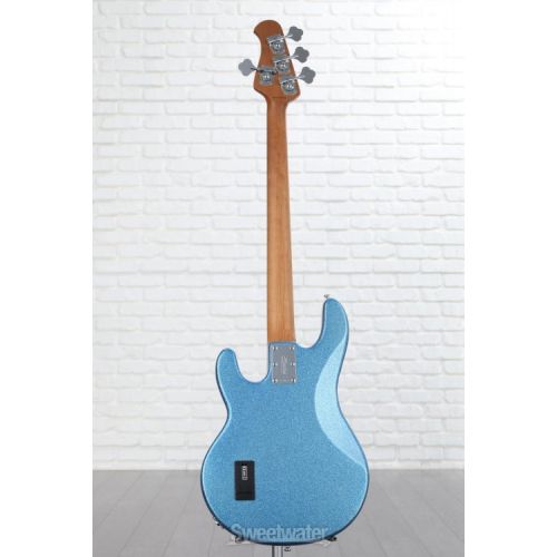  Sterling By Music Man StingRay RAY34 Dent and Scratch Bass Guitar - Blue Sparkle