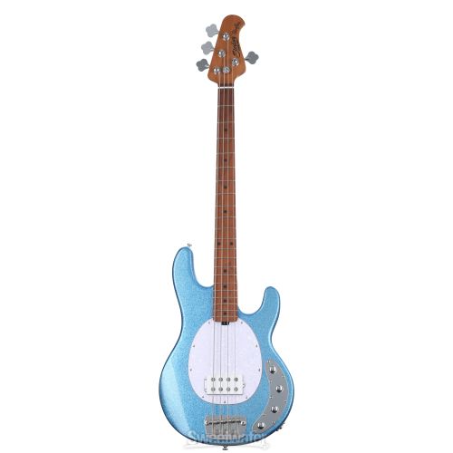  Sterling By Music Man StingRay RAY34 Dent and Scratch Bass Guitar - Blue Sparkle