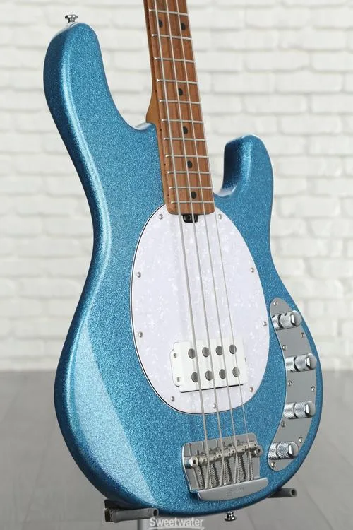  Sterling By Music Man StingRay RAY34 Bass Guitar - Blue Sparkle with Bag