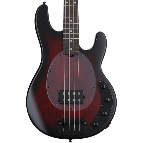  Sterling By Music Man StingRay RAY34PB Dent and Scratch Bass Guitar - Dark Scarlet Burst