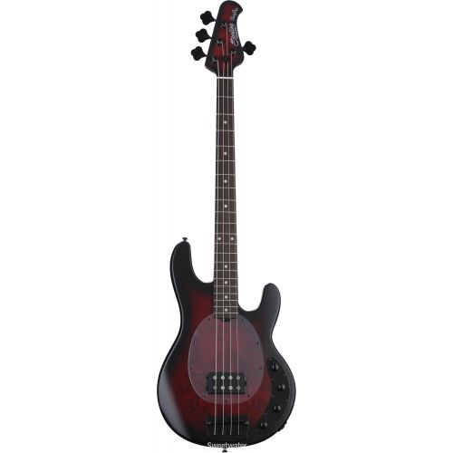  Sterling By Music Man StingRay RAY34PB Dent and Scratch Bass Guitar - Dark Scarlet Burst