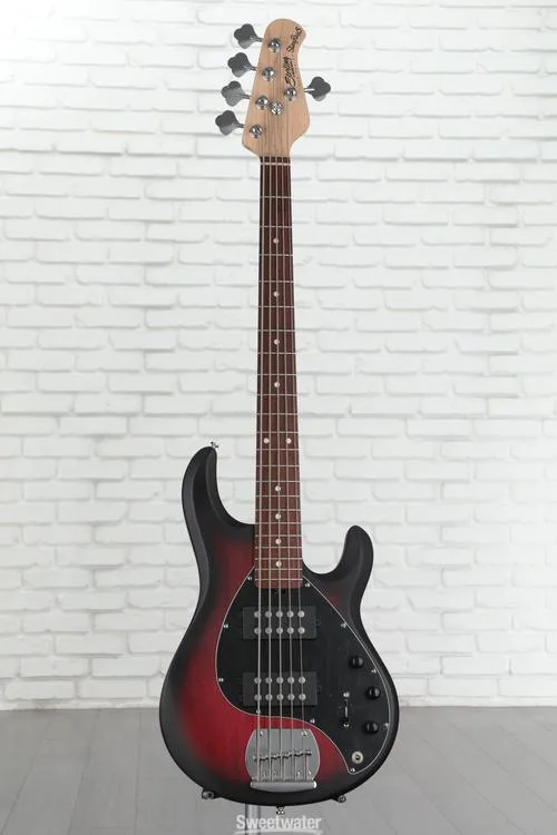  Sterling By Music Man StingRay RAY5 Bass Guitar - Ruby Red Burst Satin Demo