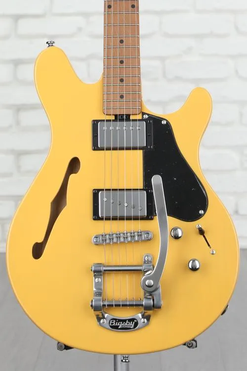 Sterling By Music Man Valentine Chambered Bigsby Electric Guitar - Butterscotch