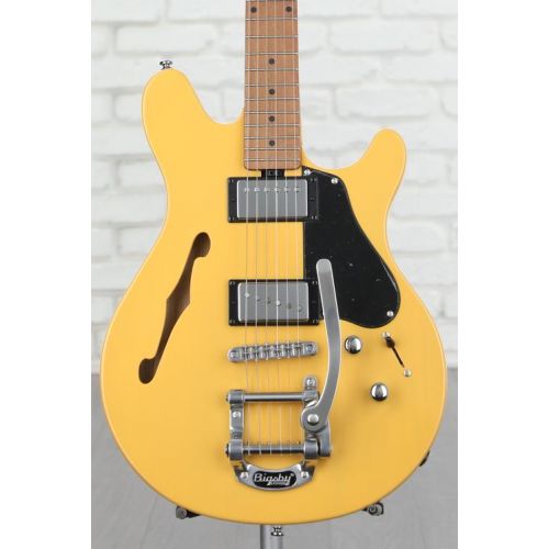  Sterling By Music Man Valentine Chambered Bigsby Electric Guitar - Butterscotch