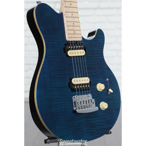  Sterling By Music Man Axis Flame Maple Electric Guitar - Neptune Blue